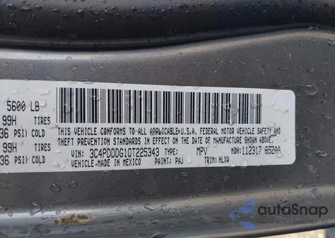 2012 Dodge Journey Crew z USA, uszkodzony, nr VIN 3C4PDDDG1CT225343